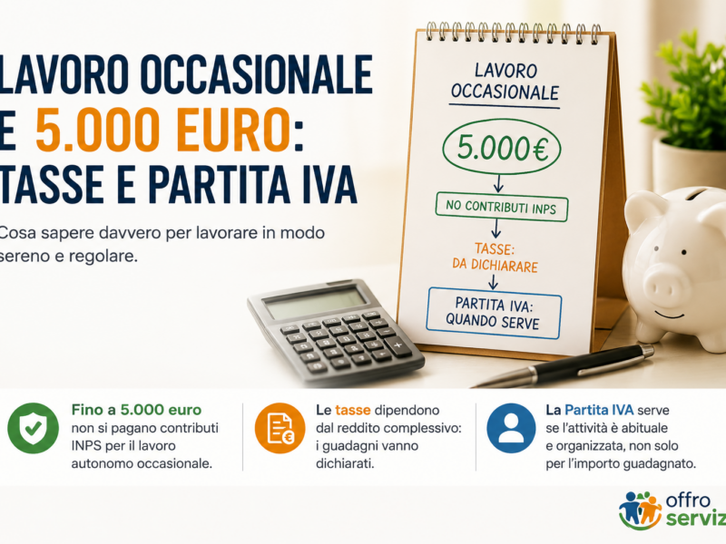 Lavoro occasionale 5000 euro, tasse e Partita IVA - OffroServizi
